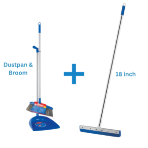 18 inch Stainless Steel Squeegee + Dustpan & Broom set